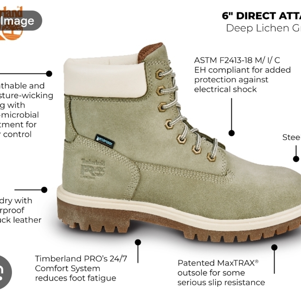 Timberland PRO Womens Sage Green and Cream Boots. - Picture 13 of 13